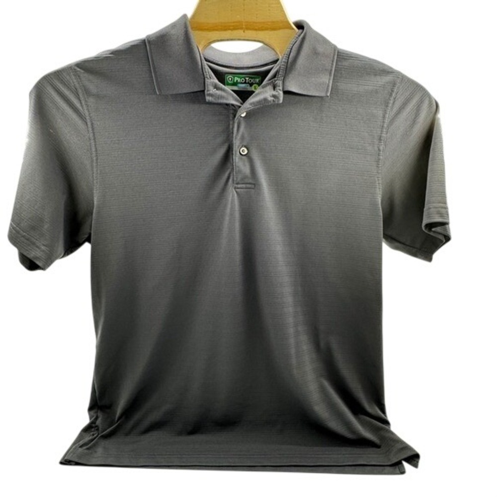 Pro Tour Polo Shirt Mens Large Gray CoolPlay Performance‎ Short Sleeve Golf Tee